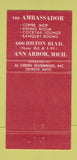 Matchbook Cover - The Ambassador Ann Arbor MI 30 Strike