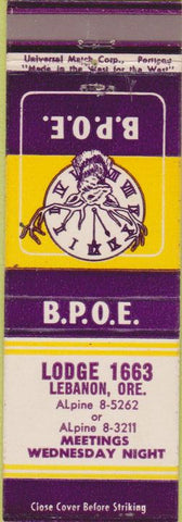 Matchbook Cover - Matchbook Cover Elks Club Lebanon OR