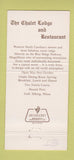 Matchbook Cover - The Chalet Little Switzerland NC 30 Strike