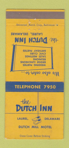 Matchbook Cover - The Dutch Inn Luarel DE Dutch Mill Motel WEAR 30 Strike