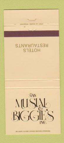 Matchbook Cover Stan Musial Biggies baseball St Louis MO Cardinals #2 30 Strike