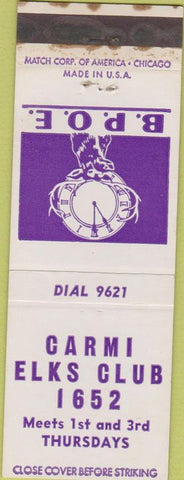 Matchbook Cover - Matchbook Cover Elks Club Carmi IL WEAR
