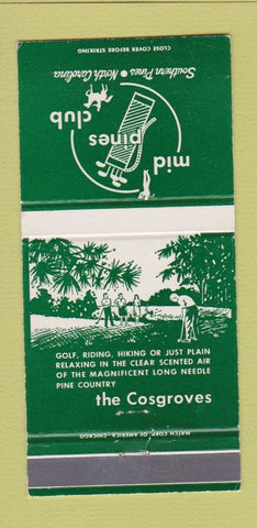 Matchbook Cover - Mid Pines Club Golf Southern Pines NC 30 Strike
