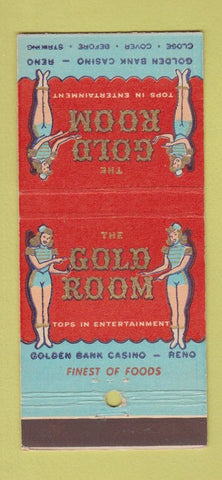 Matchbook Cover - Gold Room Golden Bank Casino Reno NV girlie 30 Stick