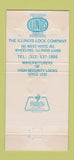 Matchbook Cover - Illinois Lock Company Wheeling IL Duo 30 Strike