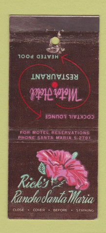 Matchbook Cover - Rick's Rancho Santa Maria CA 30 Stick
