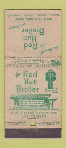 Matchbook Cover - Red Hut Broiler Los Angeles CA WORN 30 Stick