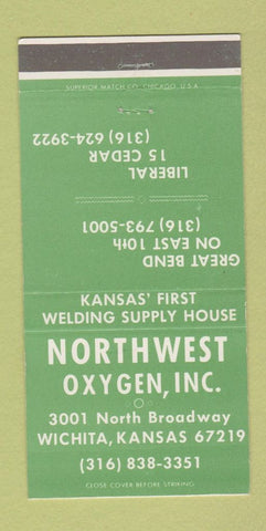 Matchbook Cover - Northwest Oxygen Wichita KS Great Bend Liberal 30 Strike