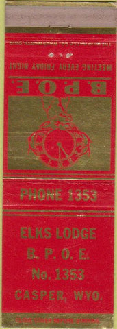 Matchbook Cover - Matchbook Cover Elks Club Casper WY