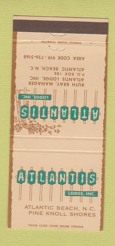 Matchbook Cover - Atlantis Lodge Atlantic Beach NC 30 Strike