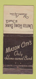Matchbook Cover - United Home Bank Mason City IA WORN 30 Strike