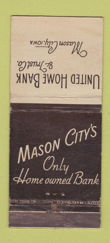 Matchbook Cover - United Home Bank Mason City IA WORN 30 Strike
