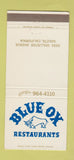 Matchbook Cover - Blue Ox Restaurants Goleta CA 30 Strike