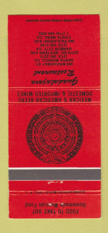 Matchbook Cover - Guadalajara Mexican Costa Mesa Santa Monica CA 30 Strike