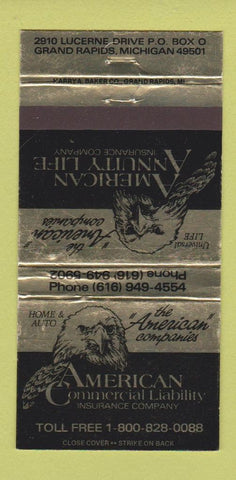Matchbook Cover - American Commercial Insurance Grand Rapids MI 30 Strike