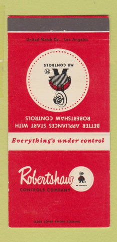 Matchbook Cover - Robertshaw Controls Long Beach CA Waterbury CT 30 Strike