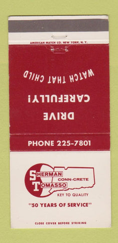 Matchbook Cover - Sherman Tomasso Concrete CT? 30 Strike