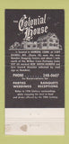 Matchbook Cover - Colonial House Hamden CT restaurant 30 Strike
