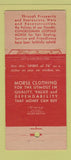 Matchbook Cover - Leopold Morse Clothes Waterbury CT WEAR 21 Strike Feature