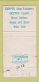 Matchbook Cover - Scovill Metal Closures Waterbury CT 30 Strike