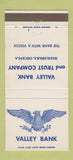 Matchbook Cover - Valley Bank Mishawaka Osceola IN 30 Strike