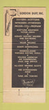 Matchbook Cover - Gordon Duff Welding Supply Los Angeles Glendale CA 30 Strike