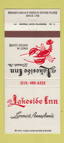 Matchbook Cover - Lakeside Inn Limerick PA lobster 30 Strike