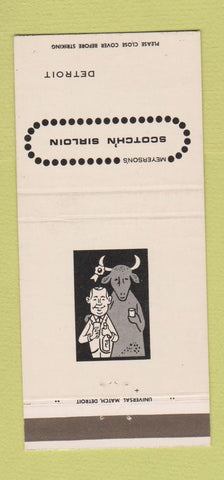 Matchbook Cover - Meyerson's Scotch n Sirloin Detroit MI 30 Strike