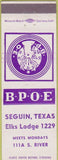 Matchbook Cover - Matchbook Cover Elks Club Seguin TX