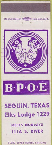 Matchbook Cover - Matchbook Cover Elks Club Seguin TX