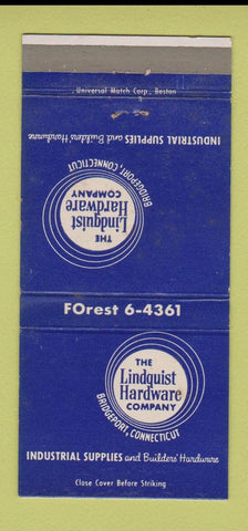 Matchbook Cover - Lindquist Hardware Bridgeport CT Industrial Supply 30 Strike