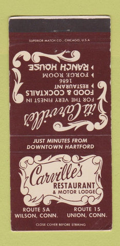 Matchbook Cover - Carville's Restaurant Motor Lodge New Haven CT 30 Strike