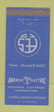 Matchbook Cover - American Electric Distributors Hartford CT 30 Strike