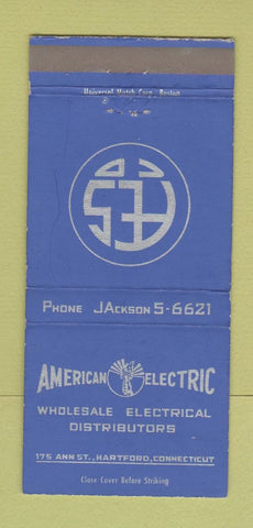 Matchbook Cover - American Electric Distributors Hartford CT 30 Strike