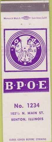 Matchbook Cover - Matchbook Cover Elks Club Benton IL