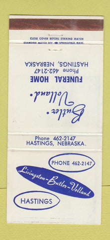 Matchbook Cover - Livington Butler Volland Hastings NE Funeral Home 30 Strike