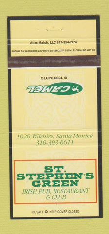 Matchbook Cover - St Stephen's Green Irish Pub Santa Monica CA Camel 30 Strike