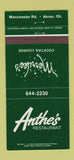 Matchbook Cover - Anthe's Restaurant Akron OH 30 Strike