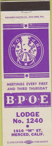 Matchbook Cover - Matchbook Cover Elks Club Merced CA