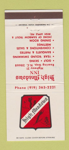 Matchbook Cover - High Meadows Inn Roaring Gap NC WEAR 30 Strike