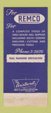 Matchbook Cover - Remco Supply Greensboro NC bolts screws  30 Strike