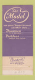 Matchbook Cover - The Model Wichita KS Women's Clothes 30 Strike