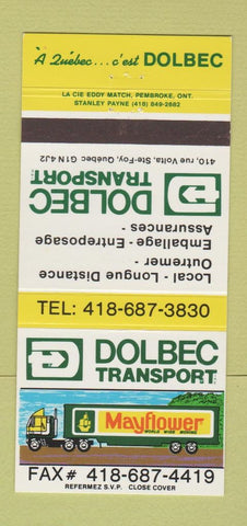 Matchbook Cover - Dolbec Trucking Mayflower Ste Foy QC 30 Strike