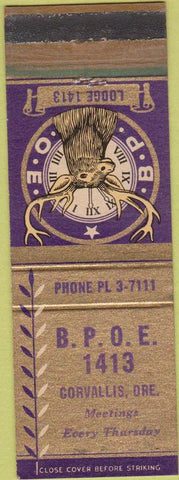 Matchbook Cover - Matchbook Cover Elks Club Corvallis OR