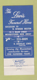 Matchbook Cover - Lewis Funeral Home Moorestown NJ 30 Strike