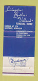 Matchbook Cover - Livingston Butler Volland Ambulance Hastings NE WEAR 30 Strike