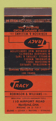 Matchbook Cover - Tracy Robinson Williams Hartford CT supply 30 Stick