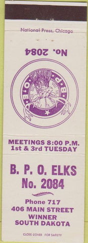 Matchbook Cover - Matchbook Cover Elks Club Winner SD