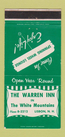Matchbook Cover - Warren Inn Lisbon NH WEAR 30 Strike