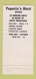 Matchbook Cover - Paquette's Motel  Twin Mountain NH 30 Strike